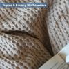 100% Cotton Waffle Weave Throw Blanket 50x70 inch Sand Color Lightweight Soft and Breathable Throw Blanket for All Season Skin Friendly Blanket for Co